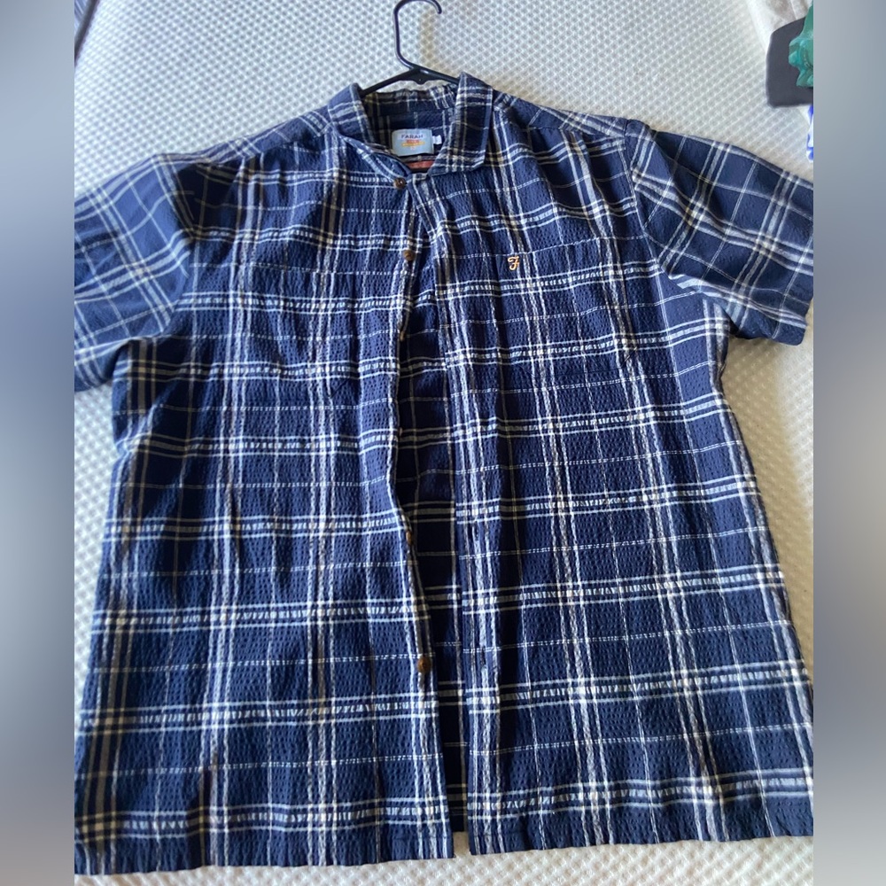 Farah Navy Plaid Casual Shirt